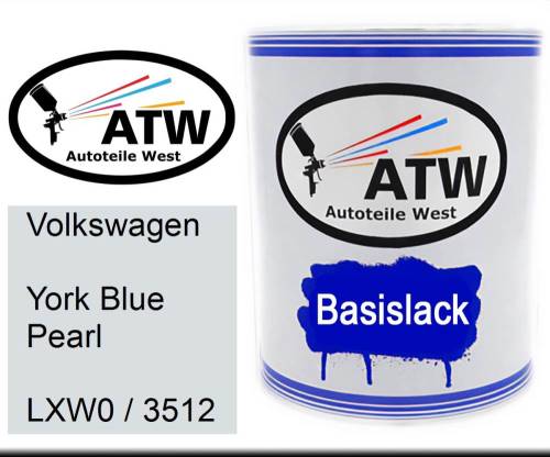 Volkswagen, York Blue Pearl, LXW0 / 3512: 1L Lackdose, von ATW Autoteile West.
